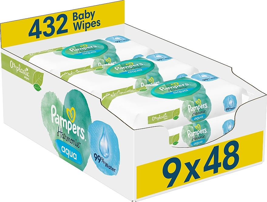 Feuchttücher für Babys 9x48 St. - Pampers Harmonie Aqua Baby Wipes — Bild N1