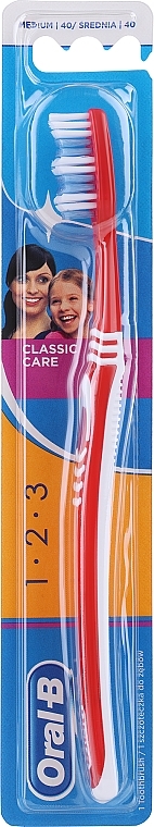 Zahnbürste mittelhart rot - Oral-B 1 2 3 Classic Care Medium Toothbrush  — Bild N1