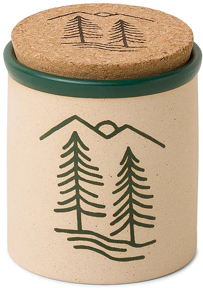 Duftkerze im Glas beige mit grün - Paddywax Cypress & Fir Dark Green Dune with Tree Artwork — Bild N1