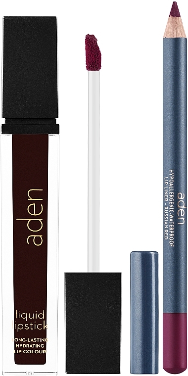 Make-up Set (Lippenstift 7ml + Lippenkonturenstift 1,14g) - Aden Cosmetics  — Bild N1