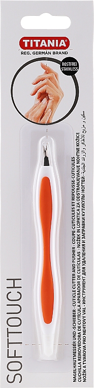 Nagelhautmesser und -Schieber weiß-orange - Titania Softtouch
