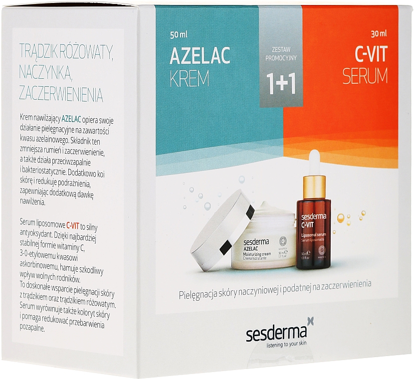 Gesichtspflegeset - SesDerma Laboratories Azelac + C-Vit (Gesichtscreme 50ml + Gesichtsserum 30ml) — Bild N1