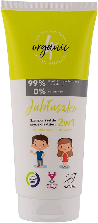 2in1 Duschgel und Shampoo für Kinder mit Apfelduft - 4Organic Shampoo And Bath Gel For Children