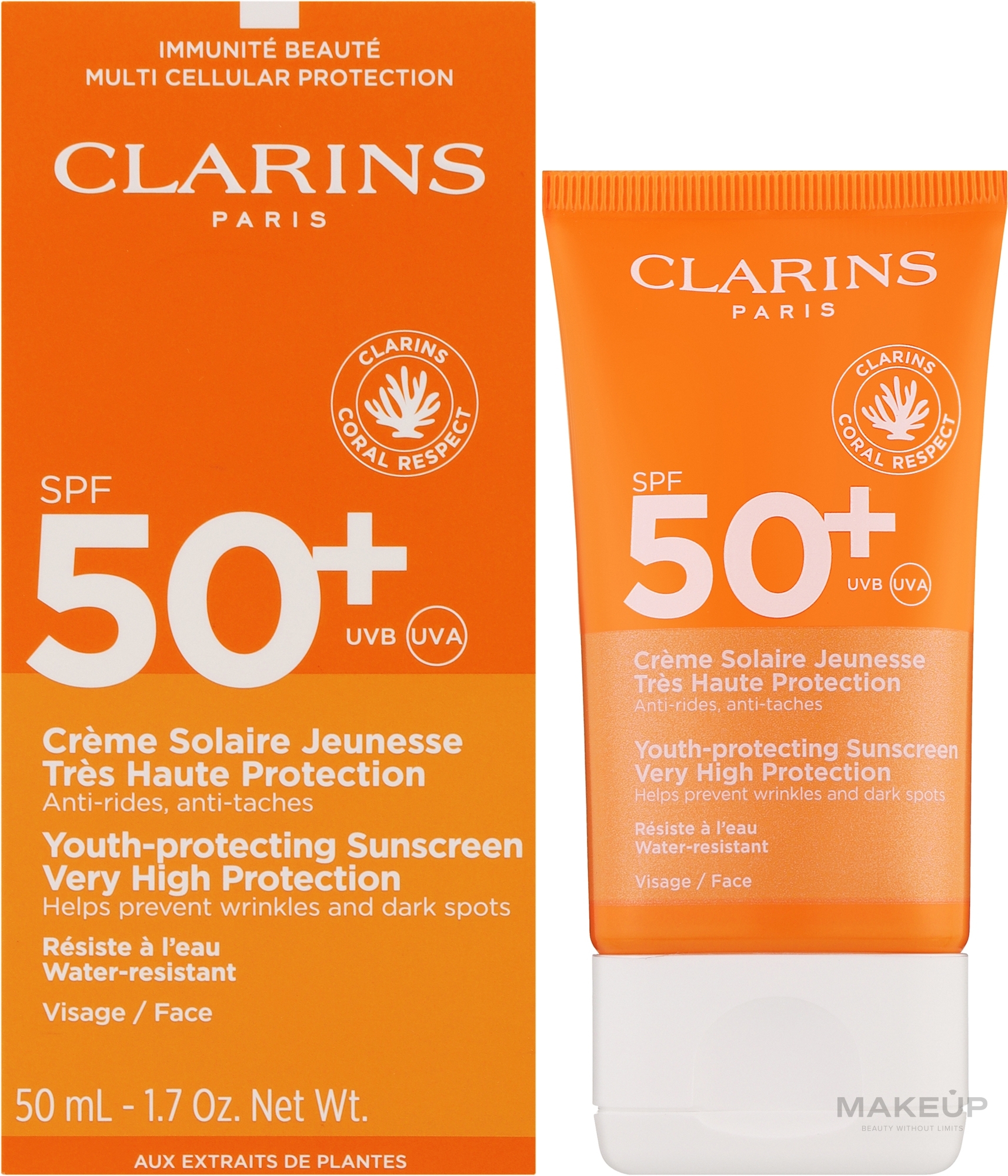 Anti-Falten-Sonnenschutzcreme - Clarins Youth-Protecting Sunscreen SPF 50 — Bild 50 ml