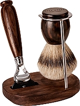 Rasierpflegeset - Acca Kappa Shaving Set In Ebony Wood And Chrome Plated Metal (Rasierer 1 St. + Rasierbürste 1 St. + Rasierständer 1 St.) — Bild N1