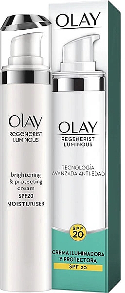 Aufhellende, schützende und feuchtigkeitsspendende Gesichtscreme SPF 20 - Olay Regenerist Luminous Brightening & Protecting Cream SPF-20 — Bild N1