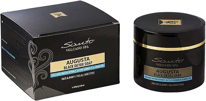 Schwarze reinigende Detox-Seife für Gesicht und Körper - Santo Volcano Spa Augusta Black Detox Soap — Bild N1