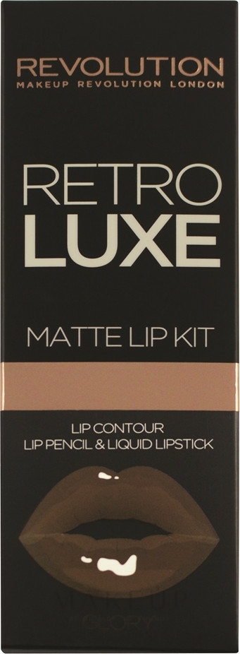 Lippen-Make-up Set (Lippenstift 5.5ml + Lippenkonturenstift 1g) - Makeup Revolution Retro Luxe Matte Lip Kit — Bild Glory