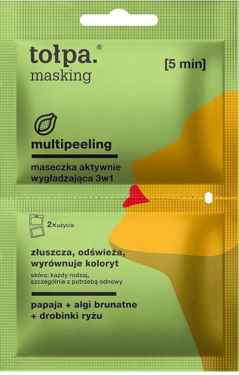 3in1 Glättende Gesichtsmaske mit Papaya, Braunalgen, Reispartikeln - Tolpa Masking Multipeeling Actively Smoothing Mask 3in1 — Bild N1