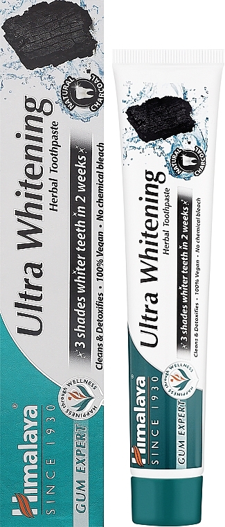 Schwarze Aufhellungspaste mit Aktivkohle - Himalaya Herbals Ultra Whitening Herbal Toothpaste — Bild N2