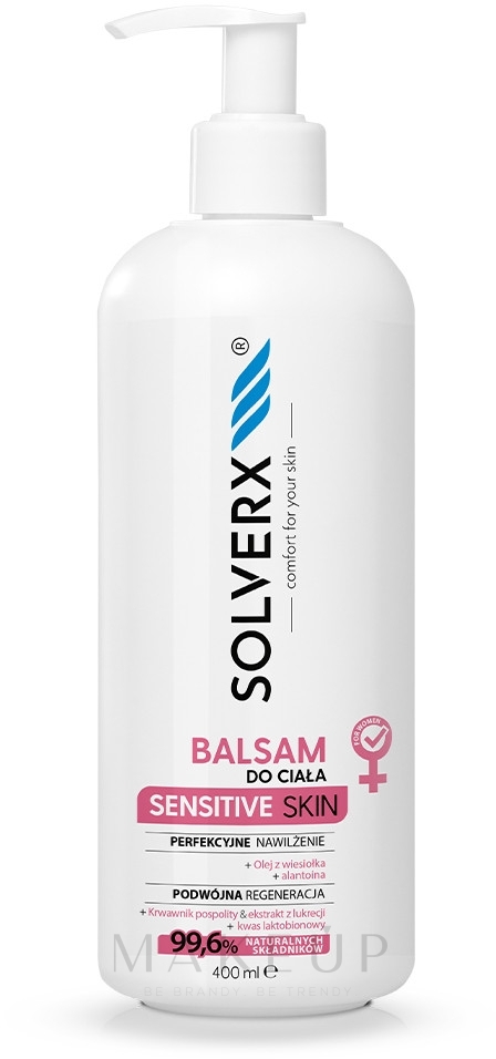 Regenerierender Körperbalsam mit Nachtkerzenöl und Süßholzextrakt für empfindliche Haut - Solverx Sensitive Skin Body Balm — Bild 400 ml