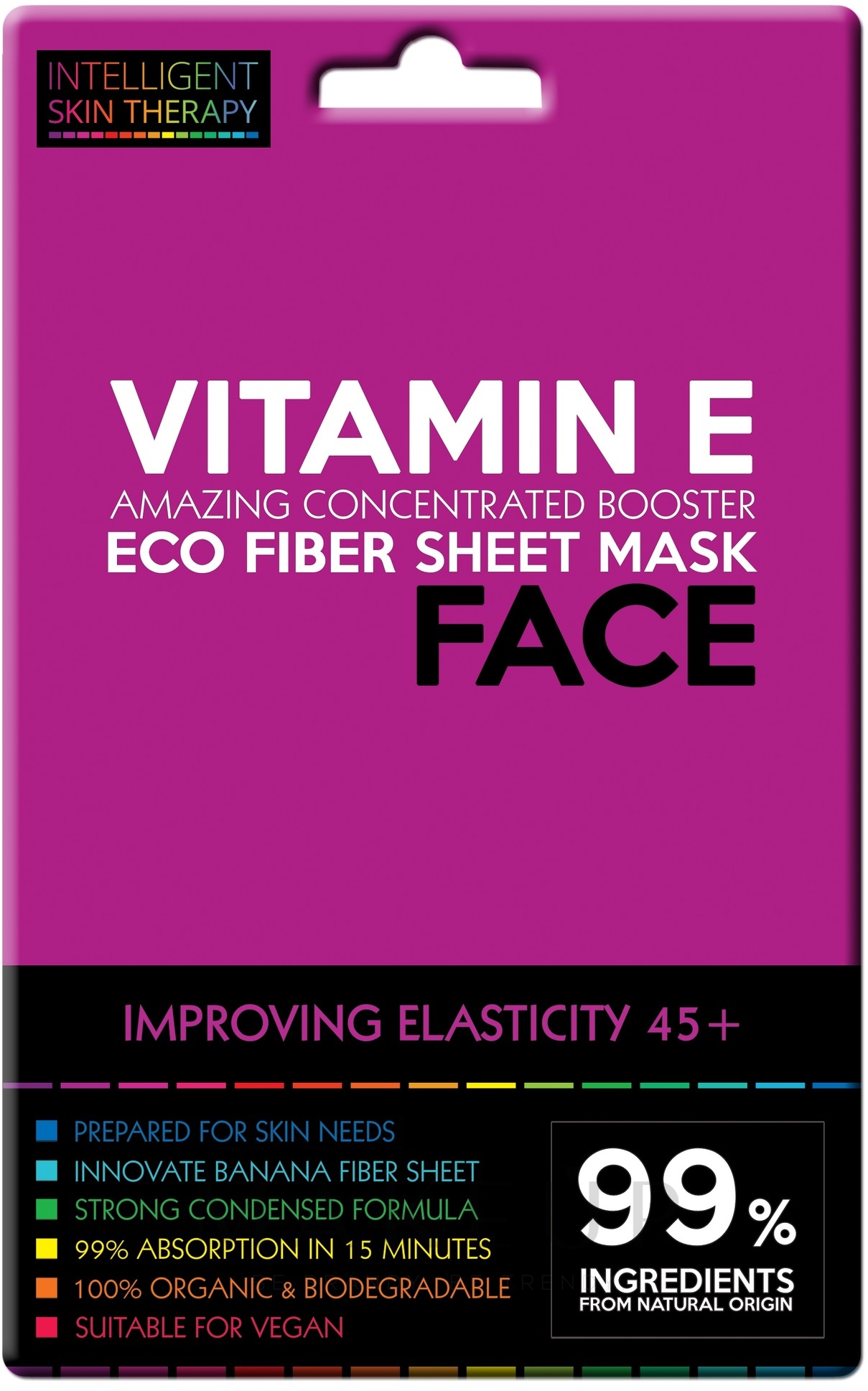 Tuchmaske für das Gesicht mit Vitamin E für mehr Hautelastizität - Beauty Face Intelligent Skin Therapy Mask — Bild 25 g