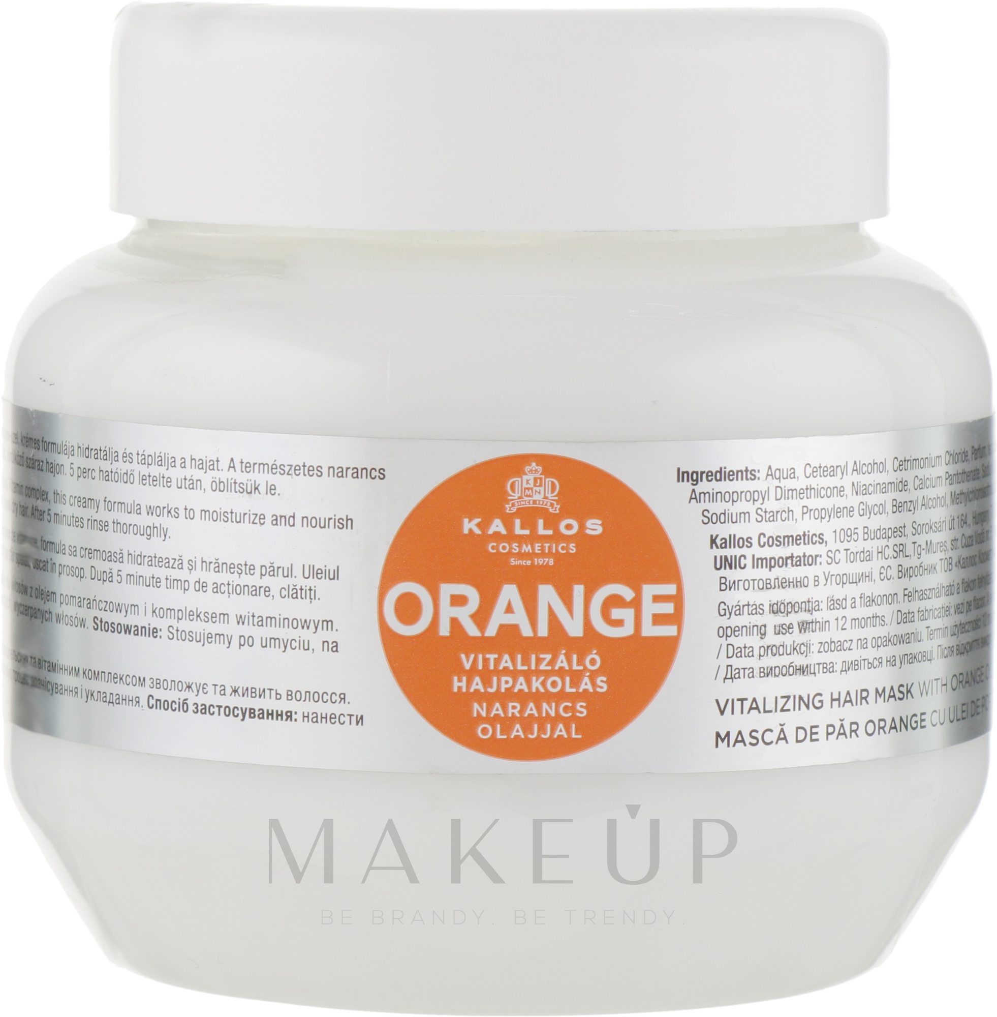 Vitalisierende Haarmaske mit Orangenöl - Kallos Cosmetics KJMN Orange Vitalizing Hair Mask With Orange Oil — Bild 275 ml
