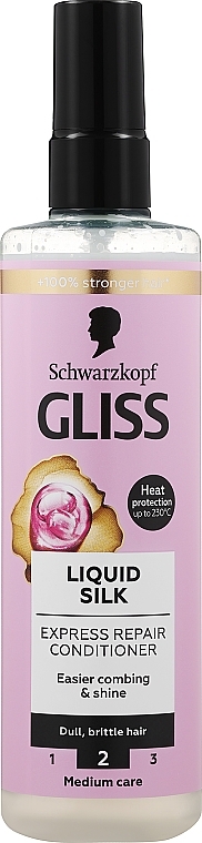 Regenerierende Haarspülung für sprödes und glanzloses Haar ohne Ausspülen - Gliss Kur Liquid Silk