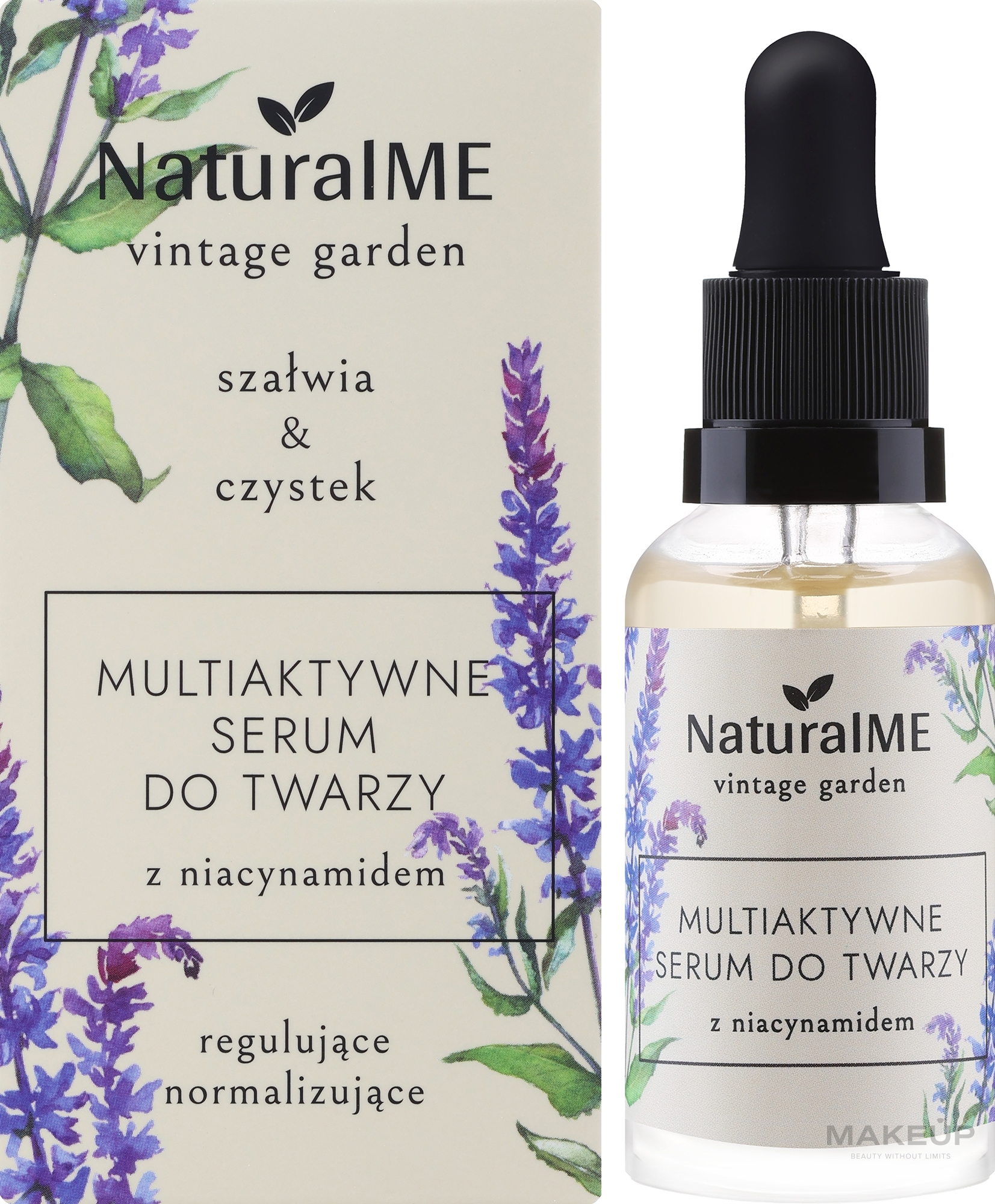 Multiaktives Gesichtsserum mit Niacinamid  - NaturalME Vintage Garden Sage & Cistus Multiactive Regulating & Normalizing Face Serum With Niacinamide	 — Bild 30 ml