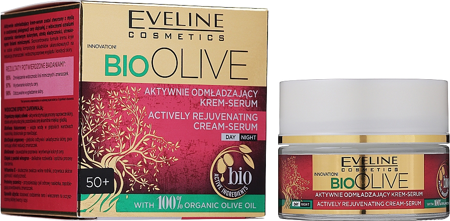 Aktiv verjüngendes Cremeserum für Gesicht mit Olivenöl - Eveline Cosmetics Bio Olive Actively Rejuvenating Cream-serum — Bild N1