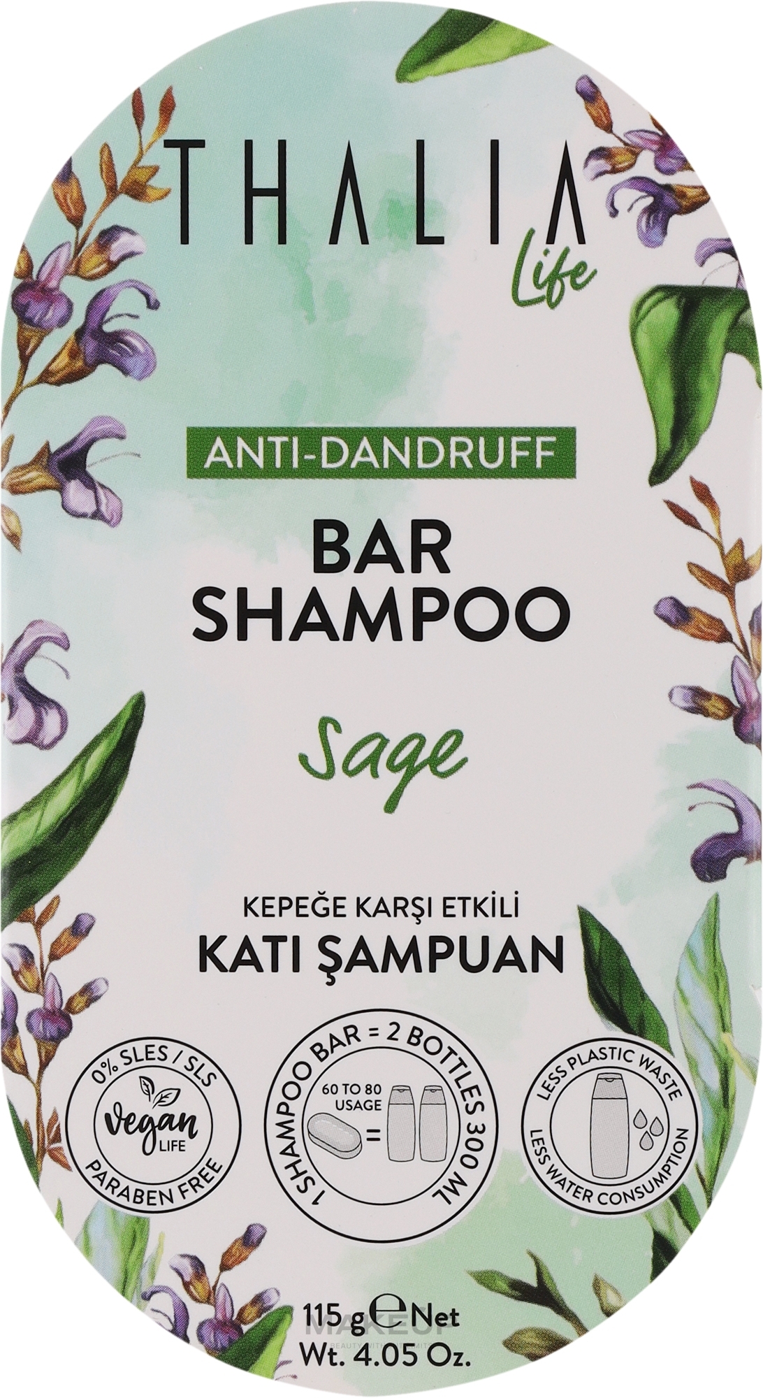 Festes Anti-Schuppen-Shampoo mit Salbei - Thalia Life Bar Shampoo — Bild 115 g