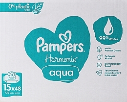 Feuchttücher für Babys 15x48 St. - Pampers Harmonie Aqua Baby Wipes — Bild N2