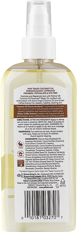 Pflegendes Körperöl mit Kokosnussöl und Grüner-Kaffee-Extrakt - Palmer's Coconut Oil Formula Body Oil — Bild N2