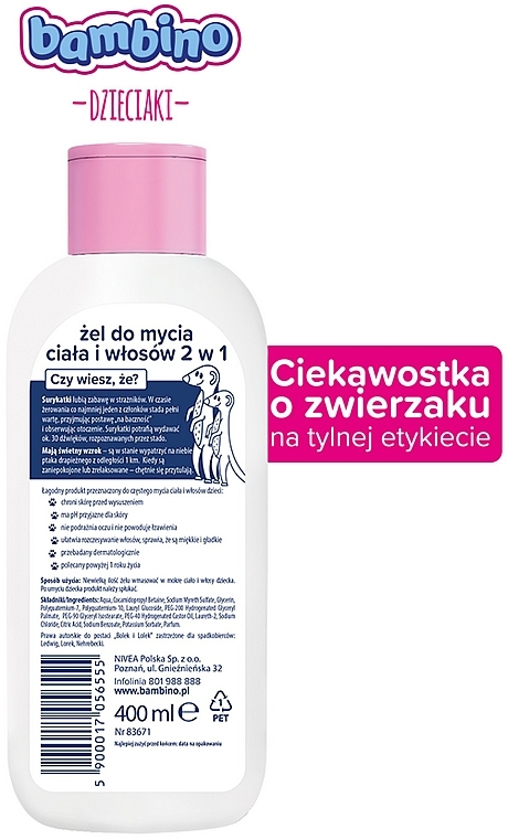 2in1 Shampoo und Duschgel für Kinder Lelek and Bolek - NIVEA Bambino Shower Gel Special Edition — Bild N2