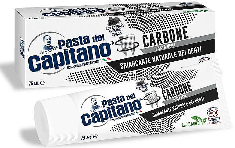 Zahnpasta mit Aktivkohle - Pasta Del Capitano Charcoal — Bild N1