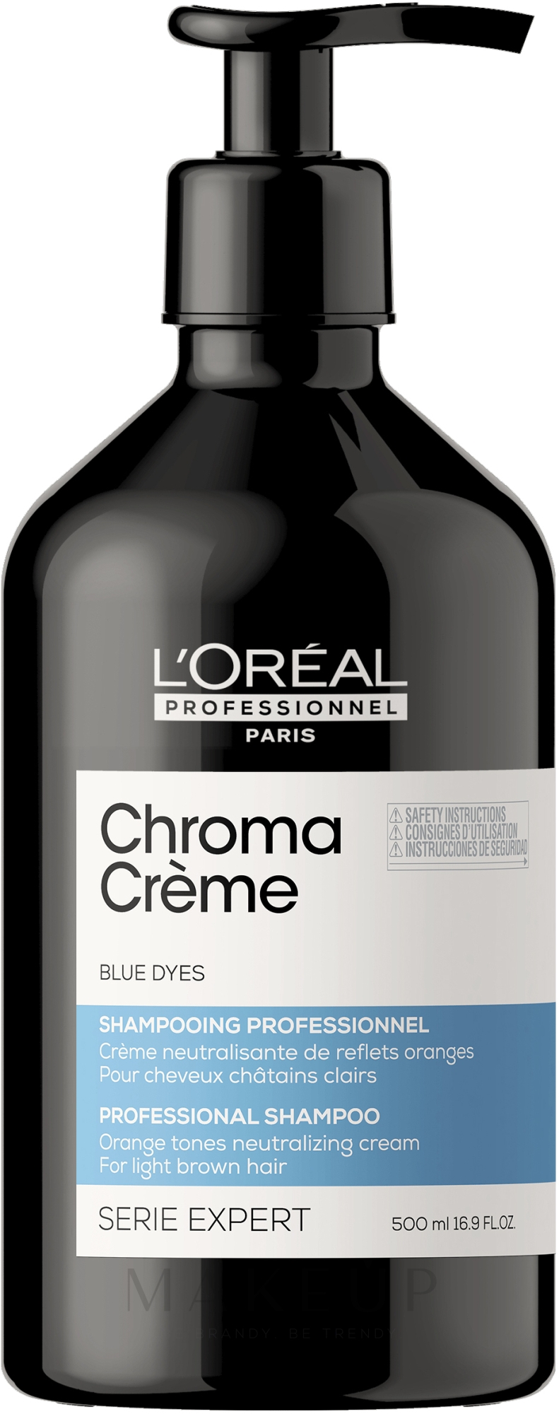 Shampoo für hellbraunes Haar mit blauen Farbpigmenten zur Neutralisierung von Orangetönen - L'Oreal Professionnel Serie Expert Chroma Creme Professional Shampoo Blue Dyes — Bild 500 ml