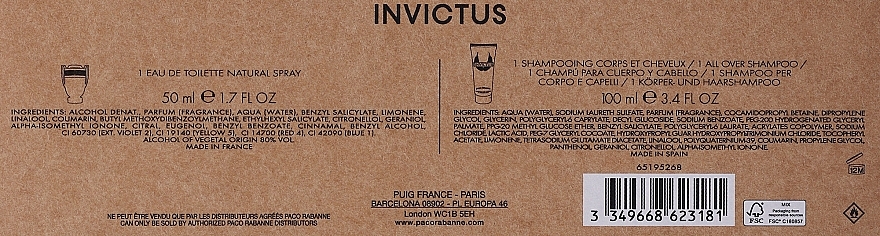 Paco Rabanne Invictus Eau de Toilette Xmas Giftset - Duftset (Eau de Toilette 50 ml + Duschgel 100 ml) — Bild N3