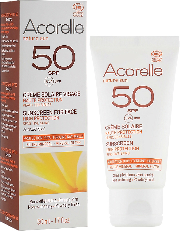 Sonnenschutzcreme für das Gesicht mit Pudereffekt - Acorelle Sunscreen High Protection SPF50 — Bild N1