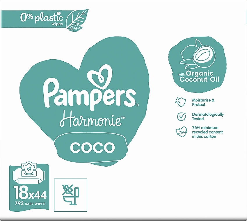 Feuchttücher für Babys 18x44 St. - Pampers Harmonie Coco Baby Wipes — Bild N3