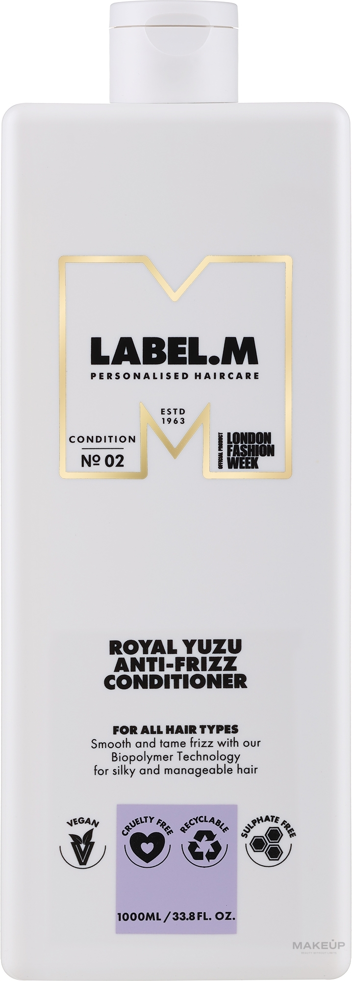 Pflegender Conditioner für lockiges Haar - Label.m Professional Royal Yuzu Anti-Frizz Conditioner — Bild 1000 ml