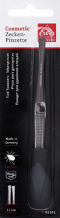 Pinzette mit scharfen und gebogenen Spitzen 11 cm - Erbe Solingen — Bild N1