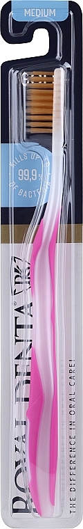 Zahnbürste mittel mit Gold-Nanopartikeln rosa - Royal Denta Gold Medium Toothbrush — Bild N1