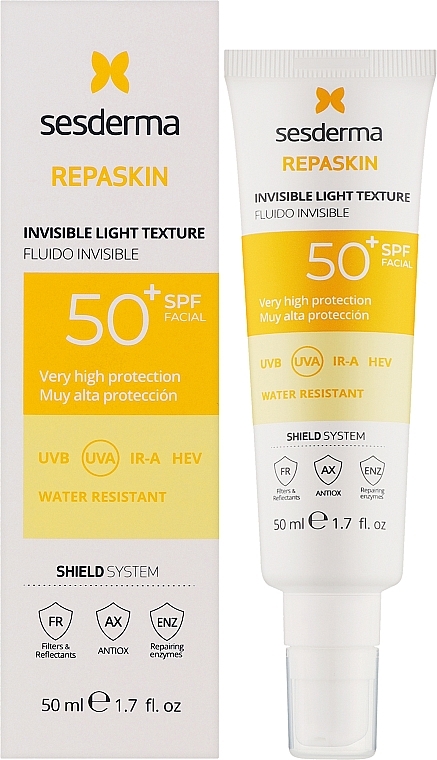 Wasserfeste Sonnenschutzcreme für das Gesicht SPF 50 - Sesderma Repaskin Invisible Light Texture SPF50 — Bild N2