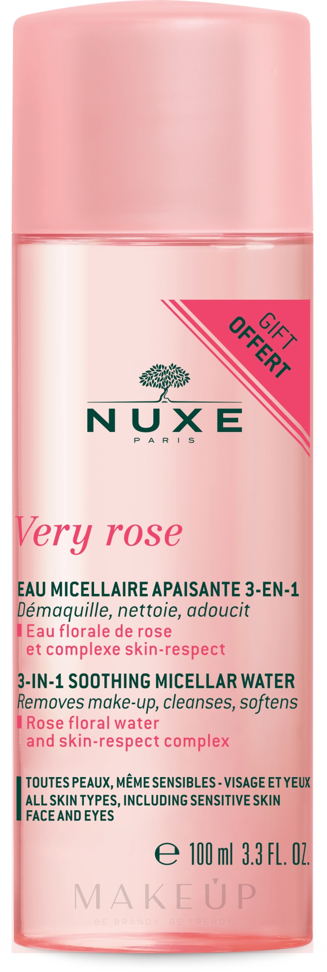 3in1 Beruhigendes Mizellen-Reinigungswasser zum Abschminken mit Rosenblütenwasser - Nuxe Very Rose 3 in 1 Soothing Micellar Water — Bild 100 ml