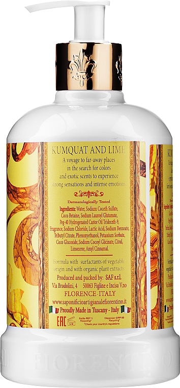 Natürliche Flüssigseife Kumquat und Limette - Saponificio Artigianale Fiorentino Kumquat and Lime Luxury Liquid Soap — Bild N2
