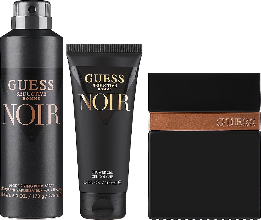 Set (Eau de Toilette 100 ml + Duschgel 100 ml + Deo 226 ml + Kosmetiktasche 1 St.) - Guess Seductive Homme Noir — Bild N2