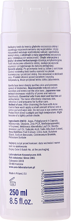 Anti-Akne Gesichtstonikum mit Niacinamid und japanischem Rosenextrakt - Ava Laboratorium Acne Control Professional Freshwater Cleansing Toner — Bild N2