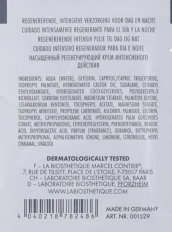 Reichhaltige und regenerierende Creme - La Biosthetique Methode Regenerante Menulphia Jeunesse Riche (Probe)  — Bild N2