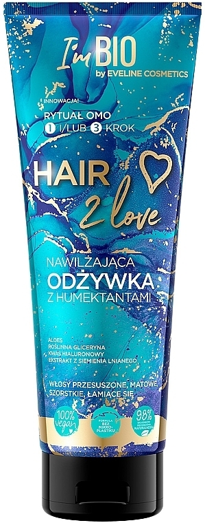 Feuchtigkeitsspendende und pflegende Haarspülung mit Aloe Vera, Hyaluronsäure und Leinsamen-Extrakt - Eveline Cosmetics Hair 2 Love Moisturising Conditioner — Bild N1