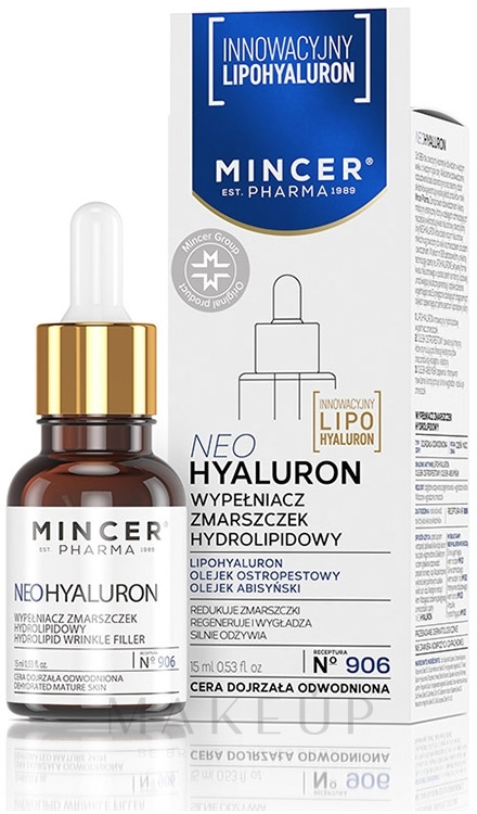 Hydrolipid-Serum gegen Falten mit Hyaluron für reife und dehydrierte Gesichtshaut - Mincer Pharma Neo Hyaluron Serum 906 — Bild 15 ml