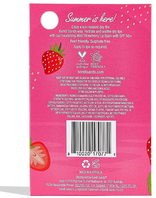 Lippenbalsam mit Sonnenschutz - Bondi Sands Sunscreen Lip Balm SPF50+ Wild Strawberry — Bild N4