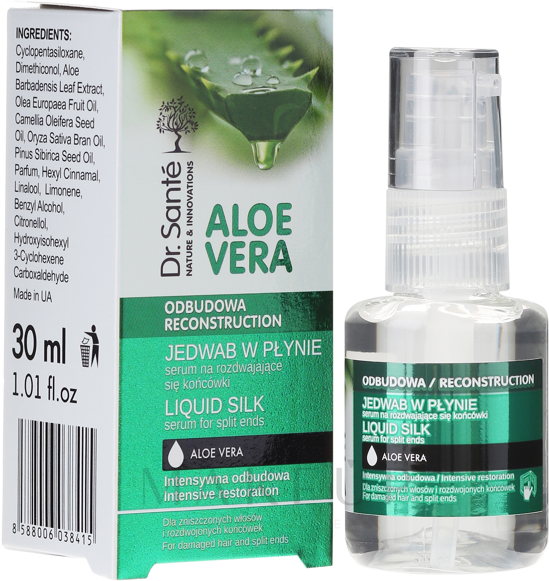 Anti-Spliss Seidenserum mit Aloe Vera-Extrakt - Dr. Sante Aloe Vera Liquid Silk Serum For Split Ends — Bild 30 ml