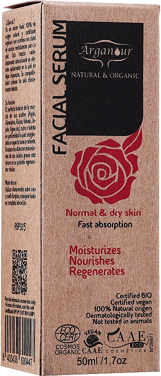 Feuchtigkeitsspendendes und pflegendes Gesichtsserum für trockene Haut - Arganour Facial Serum Dry Skin — Bild N2