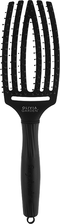 Stylingbürste mit doppelten Nylonborsten - Olivia Garden Finger Brush Medium Black — Bild N2