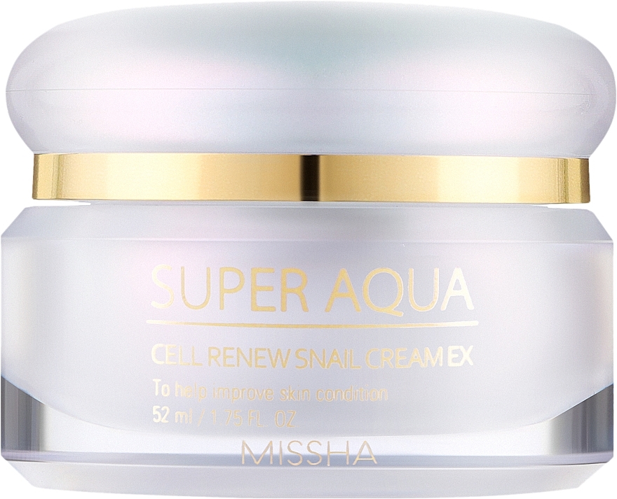 Regenerierende und stärkende Gesichtscreme mit Schneckenschleimextrakt - Missha Super Aqua Cell Renew Snail Cream — Bild N1