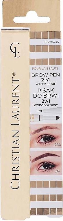 2in1 Wasserfester Augenbrauenstift mit Puderschwämmchen - Christian Laurent Waterproof Brow Pen 2 in 1 — Bild N1