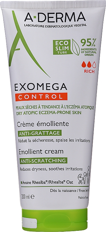 Weichmachende Körpercreme - A-Derma Exomega Control Emollient Cream Anti-Scratching — Bild N1