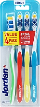 Düfte, Parfümerie und Kosmetik Zahnbürste mittel Total Clean grün, gelb, blau, rot 4 St. - Jordan Total Clean Medium