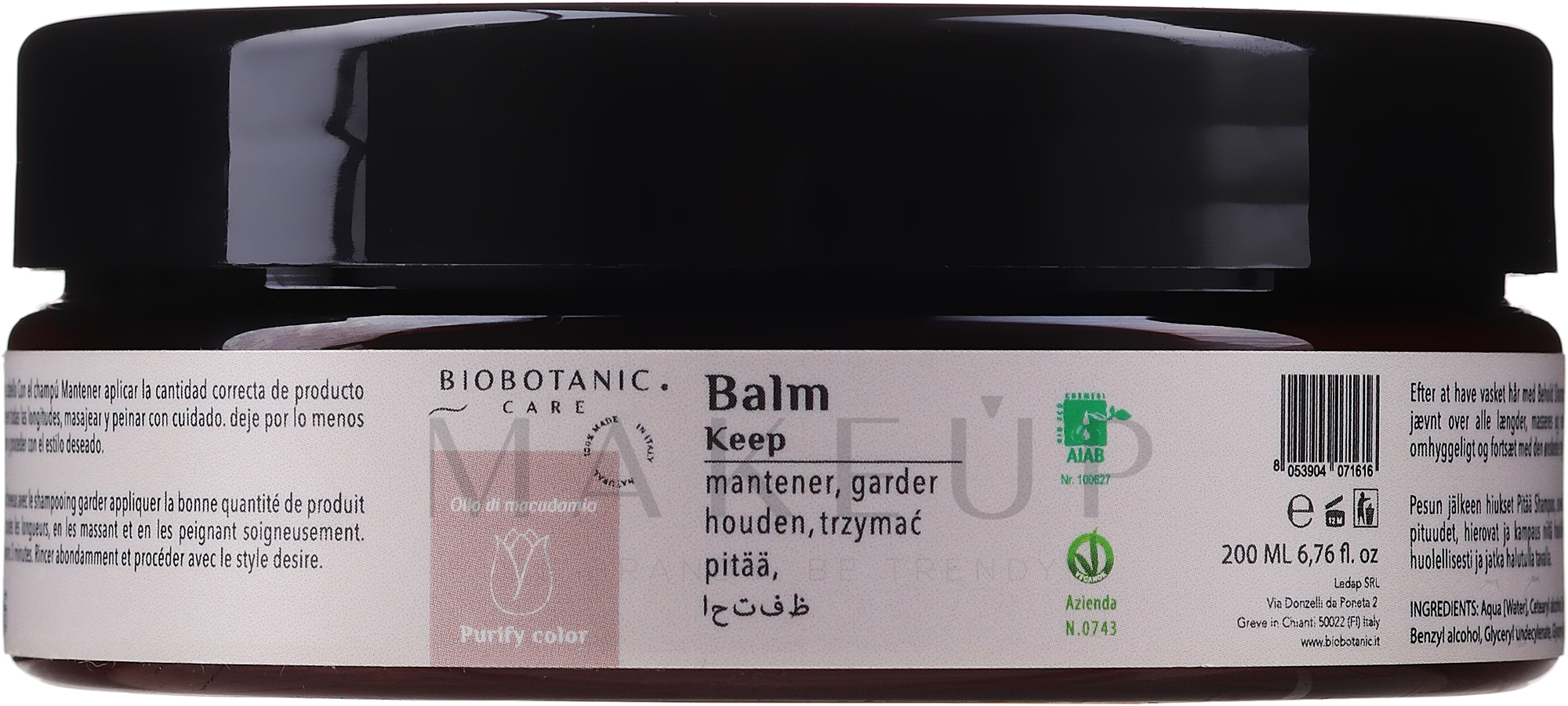 Haarspülung-Maske mit Aloe-Saft für gefärbtes Haar - BioBotanic Purify Color Keep Balm — Bild 200 ml