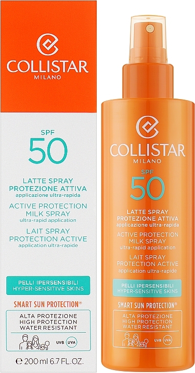 Sonnenschutzspray SPF 50 - Collistar Sun Care Active Protection Milk Spray Ultra-Rapid Application SPF50 — Bild N2